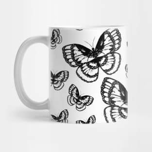 Black and White Butterflies Pattern Mug